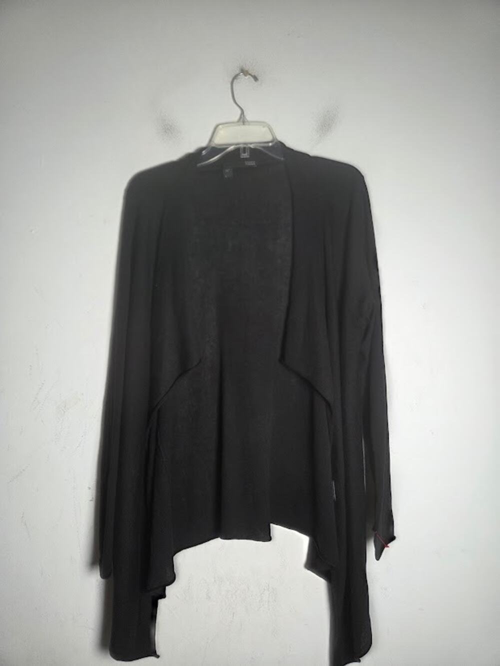 Eileen Fisher Black Silk & Cotton Knit Effortless Open Cardigan size Large